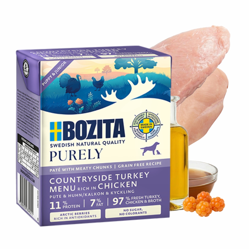 Bozita Purely Pate Duoprotein Puppy indyk z kurczakiem 370g karma mokra dla psa